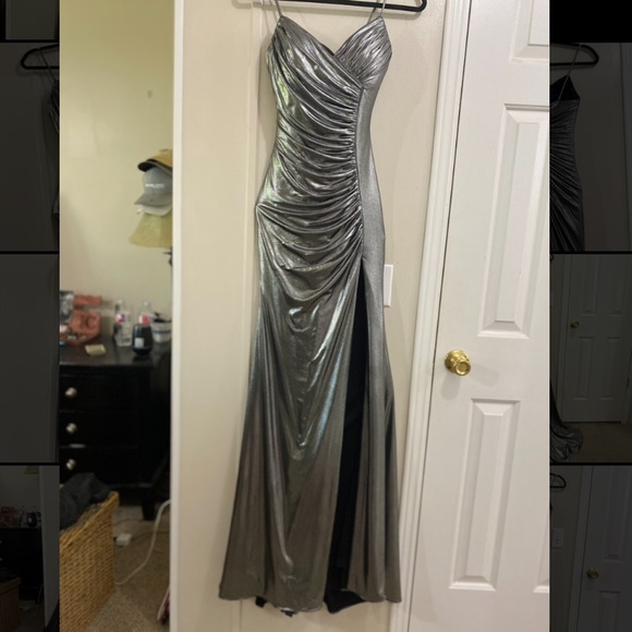 Jovani Metallic Gown practically New! Sz00 - Picture 6 of 16